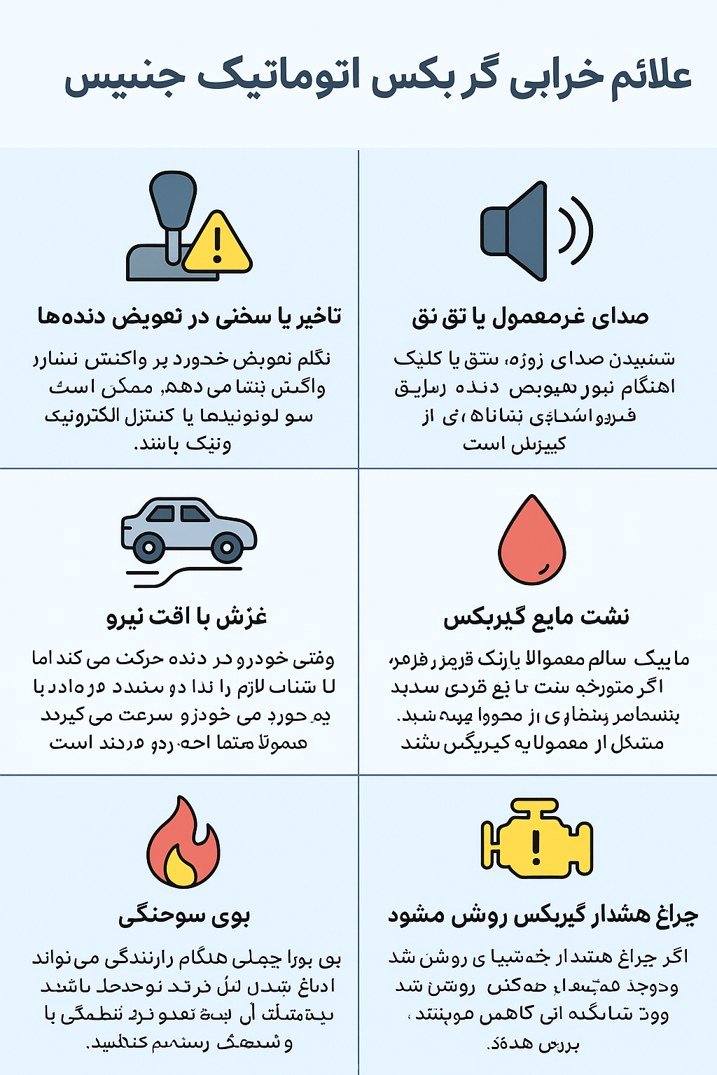 علائم خرابی گیربکس جنسیس